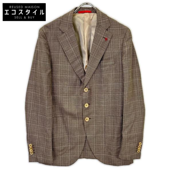 ISAIA イザイア 007173/000 ブラウン ウール×リネン 3Bジャケット ブラウン ジャ...