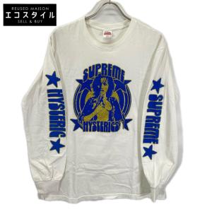 Supreme シュプリーム ×HYSTERIC GLAMOUR 21SS ホワイト コットン ブルーロゴ L/STシャツ メンズ