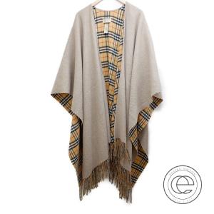 Burberry バーバリー 裏地バーバリーチェック カシミヤ 大判フリンジショール ストール 肩掛け 0 140cm ベージュ系
