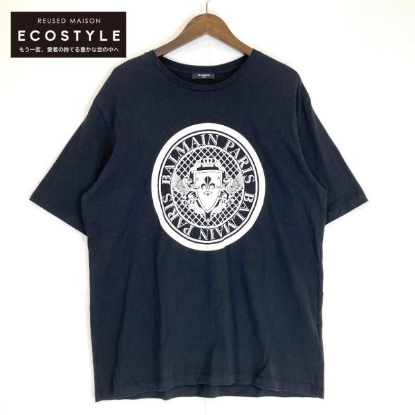 BALMAIN EG000BB17 COIN FLOCK T-SHIRT ブラック Tシャツ L コ...