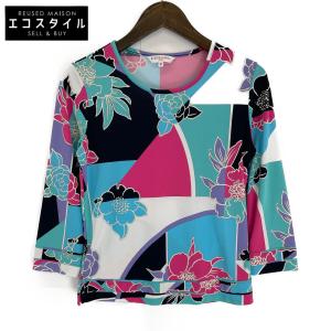 LEONARD レオナール ブルー 0548526 ボタン柄7分丈カットソー ブラック  