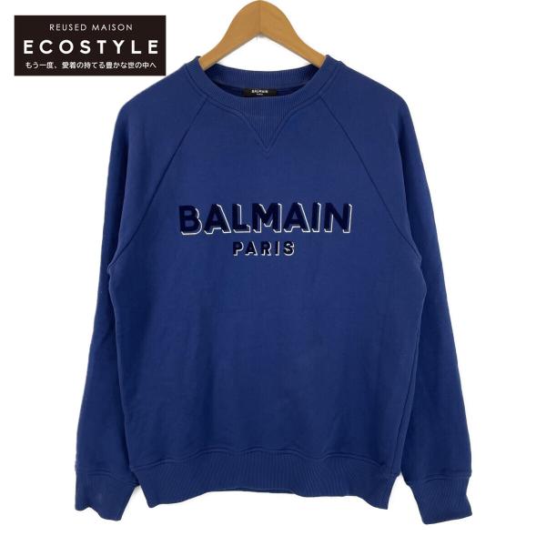 BALMAIN BH1JQ005BB99 23FW メタリックフロック スウェットシャツ ブルー M...