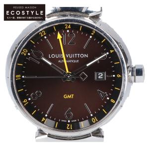 LOUIS VUITTON ルイヴィトン Q1155 タンブール GMT デイト 自動巻き 腕時計 シルバー/ブラウン メンズ｜wine-king