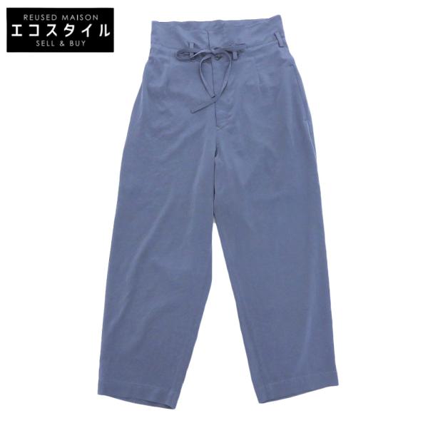 美品 Y'ｓ ワイズ CREPE de CHINE ハイウエストパンツ ボトムス レディース ブルー...
