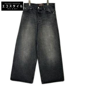 MASU エム エー エス ユー MASUBOYS B25F9PL002 USED加工 MB BAGGY ジーンズ ブラック 48 ボトムス デニム メンズ 中古