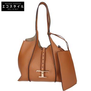美品 TOD'S トッズ XBWTSBA0200Q8ES410 T タイムレス レザー ショッピングバッグ スモール ハンドバッグ レディース