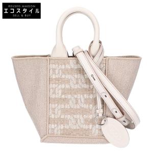 新品同様 TOD'S トッズ XBWCLTA01T0TIP3Q71 ダブルアップショッピングバッグ ミニ リネン 2WAY トートバッグ レディース