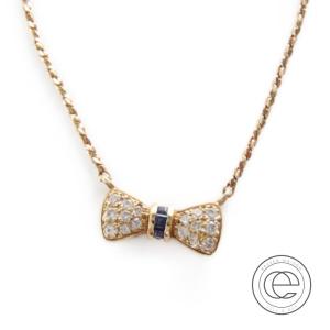 Nina Ricciニナリッチ K18 ブルーサファイア ダイヤモンド リボンモチーフネックレス イエローゴールド レディース Automationghana Com
