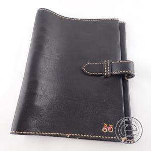 Henry Cuirアンリークイール 自転車刺繍 レザー 6穴 システム手帳 ブラック Automationghana Com