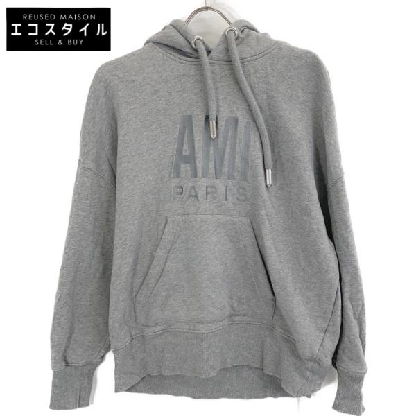 AMI PARIS アミパリス グレー 刺繍ロゴ スウェットパーカー グレー XXS トップス コッ...