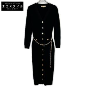 MICHAEL KORS マイケルコース ブラック MF381UB33D Stretch Viscose Belted Midi Dress ブラック M ワンピース レーヨン レディース 中古