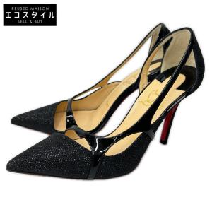 美品/ CHRISTIAN LOUBOUTIN クリスチャンルブタン 1160333 EDITH 100 グリッター パテント ヒールパンプス 36 レディース