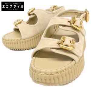 新品同様 Chloe クロエ CH26S17KVI81N35W NAMA スエードストラップ ウェッジ サンダル 35 レディース