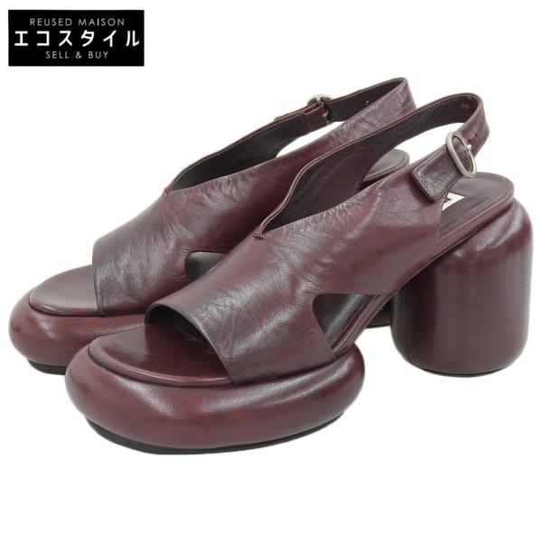 JIL SANDER ジルサンダー レザー サンダル シューズ レディース ボルドー 37 JS38...