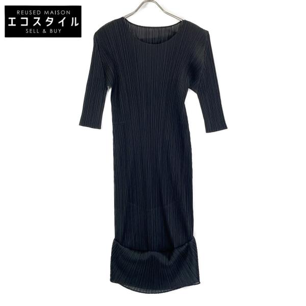 PLEATS PLEASE プリーツプリーズ ブラック PP93-JH614 クルーネック デザイン...