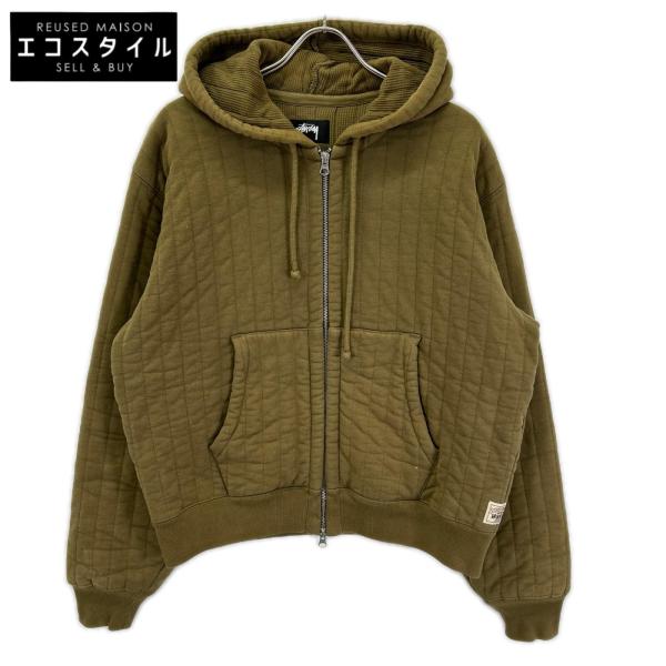 stussy ステューシー 23AW 118526 カーキ ヴァーティカル キルティングジップフーデ...