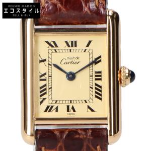 Cartier カルティエ 仕上げ済み W1003153 925 マストタンクヴェルメイユSM アイボリー文字盤 ローマ字 QZ 革 腕時計 メンズ