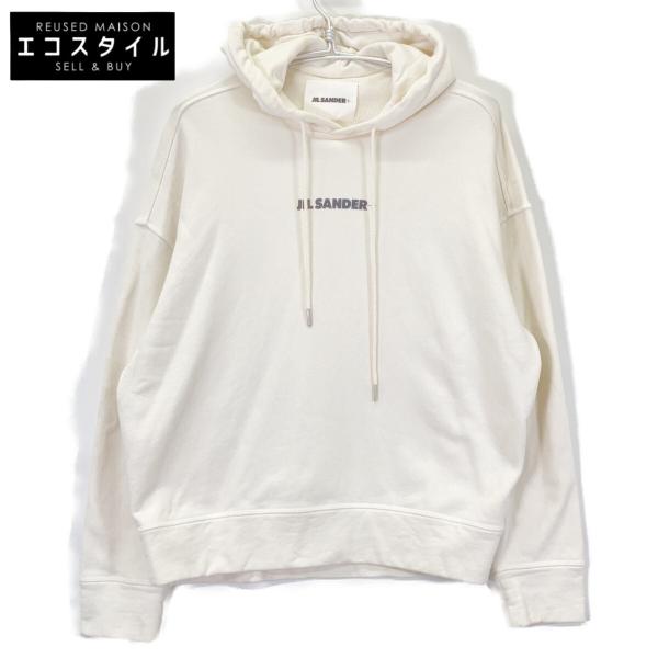 JIL SANDER+ ジルサンダープラス ホワイト フロントロゴ オーバーサイズ フーディパーカー...