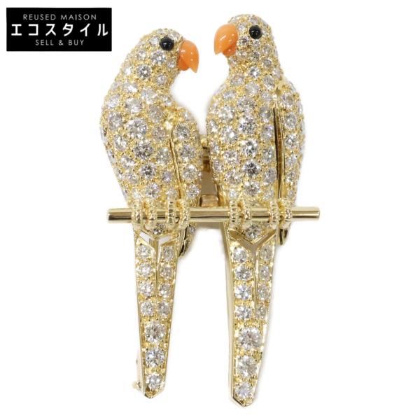 新品同様 Cartier カルティエ 仕上げ済み 750 ダイヤ ラブバード コモレス ブローチ レ...