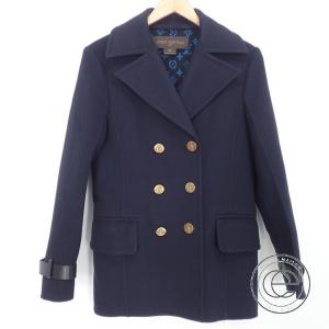 美品 国内正規 Louis Vuittonルイ ヴィトン Fdc005qwe 裏地モノグラム シルク混ウール ピーコート38