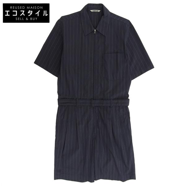 AURALEE オーラリー FINX NYLON STRETCH JUMPSUIT ストライプオーバ...