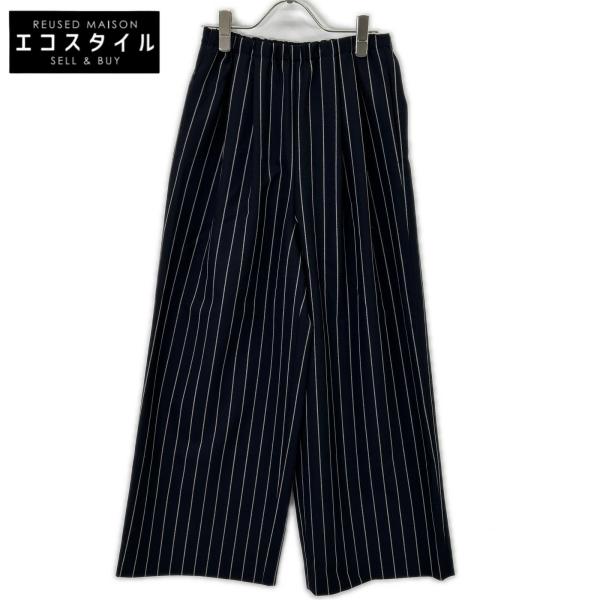 ENFOLD エンフォルド 26SS 300JS631-1191 ダークネイビー ウール ストライプ...