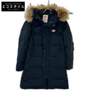 ダントン JD-8744 LAS ネイビー コットン混 ラクーンファー フーデッドキルトダウンコート レディース