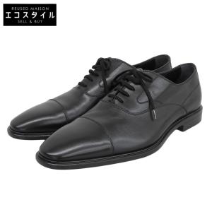 新品同様 TOD'S トッズ レザー エンボスロゴ ストレートチップ レースアップシューズ メンズ ブラック 9