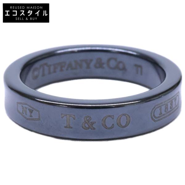美品 TIFFANY＆Co. ティファニー ティファニー1837 ブラックチタン ナロー リング 指...