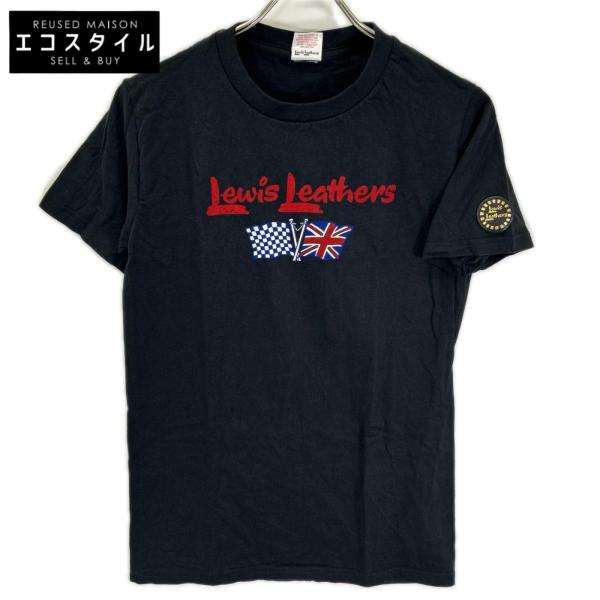 Lewis Leathers ルイスレザー ブラック イングランド製 ラウンドパッチ ロゴプリントT...