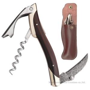 アスロ ソムリエナイフ ダマスカスブレード 黒檀 革ケースセット