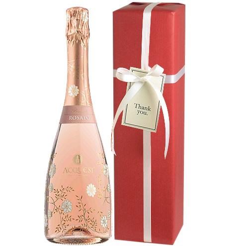 【送料・ラッピング込】アックエジー ブリュット・ロゼ スパークリングワイン ギフト （泡1）