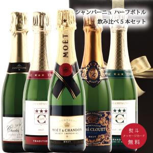 シャンパン モエシャンドン シャンパーニュ セット ハーフボトル 375ml 5本 送料無料｜wineplaza-yunoki