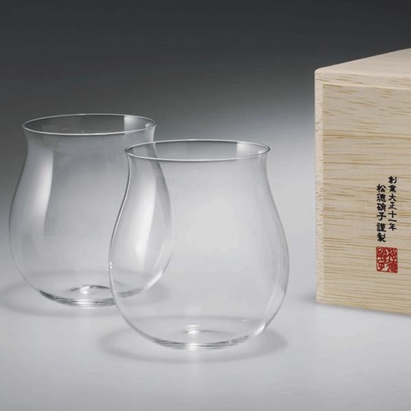 うすはり ブルゴーニュ 木箱入 2個セット 350ml 松徳硝子 ハンドメイド 極薄グラス 日本酒_...