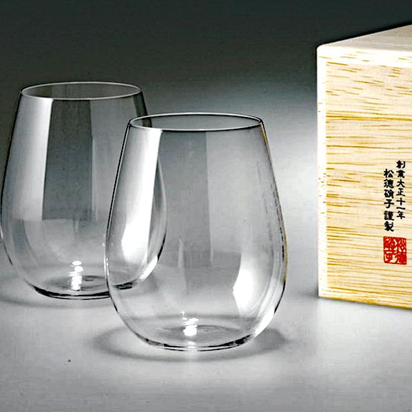 うすはり 葡萄酒器ボルドー 木箱入 2個セット 330ml 松徳硝子 ハンドメイド 極薄グラス 日本...