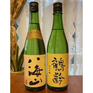ギフト　ラッピング・メッセージカード・お花コサージュ付き【送料無料】八海山　純米大吟醸酒720ml&鶴齢　純米吟醸酒720ml　