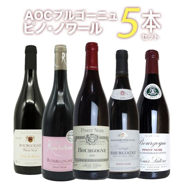 【第2弾】【送料無料】ピノ愛好家大注目！AOCブルゴーニュ ピノ ノワール5本飲み比べセット 有名メ...