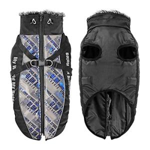 PETCUTE犬服 ペット 秋冬綿服 ダウンベスト風ジャケット ハーネス付き 反射ジャケット 小型犬 中型犬 大型犬 向け 巾着 ふわふわ