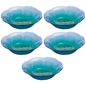 東洋佐々木ガラス 小皿 珊瑚の海 日本製 5個セット ブルー・グリーン 約φ14×3.2cm WA3307｜winfieldhonten