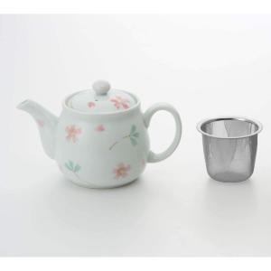 団陶器 急須 ホワイト/花柄 500ml 有田焼 桜散らしポット(カゴ網付)｜winfieldhonten