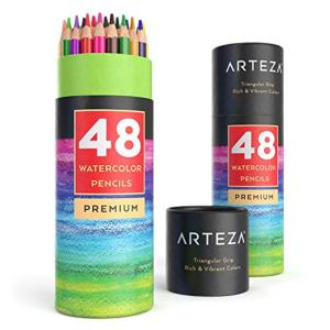 Arteza水彩色鉛筆、48色セット、削り済みの三角形の色鉛筆、ドローイング、スケッチ、ペイント用、お子様から大人まで｜wing-of-freedom