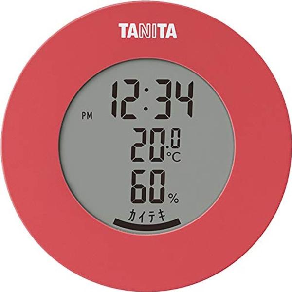 タニタ 温湿度計 時計 温度 湿度 デジタル 卓上 マグネット ホワイト ピンク TT-585 PK