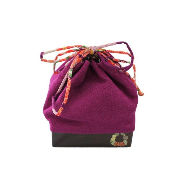 とくさや 巾着 紫色地 紫色和柄紐 桐 巾着 ゆかた バッグ 浴衣 夏 バッグ 18867