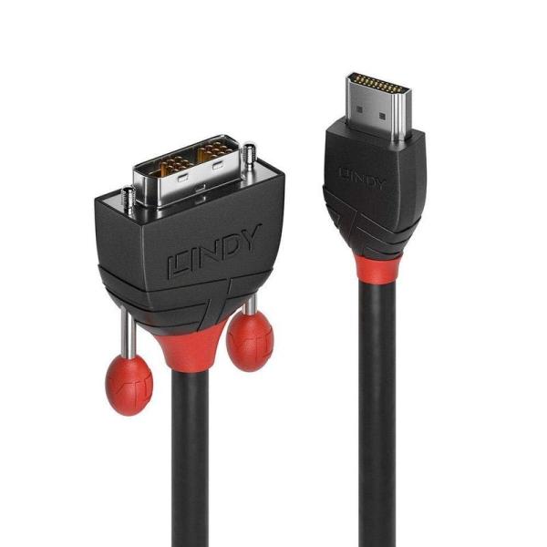 LINDY HDMI - DVI-D変換ケーブル、ブラックライン、3m(型番:36273)