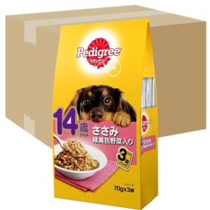 ペディグリー シニア犬 14歳から用 ささみ&緑黄色野菜 210g(70g×3袋)×48個 ドッグフード・パウチ｜wing-of-freedom