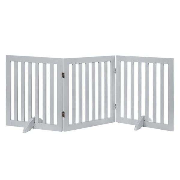 unipaws 木製犬用ゲート、折り式バリア、ペット用家具フェンス 、グレー