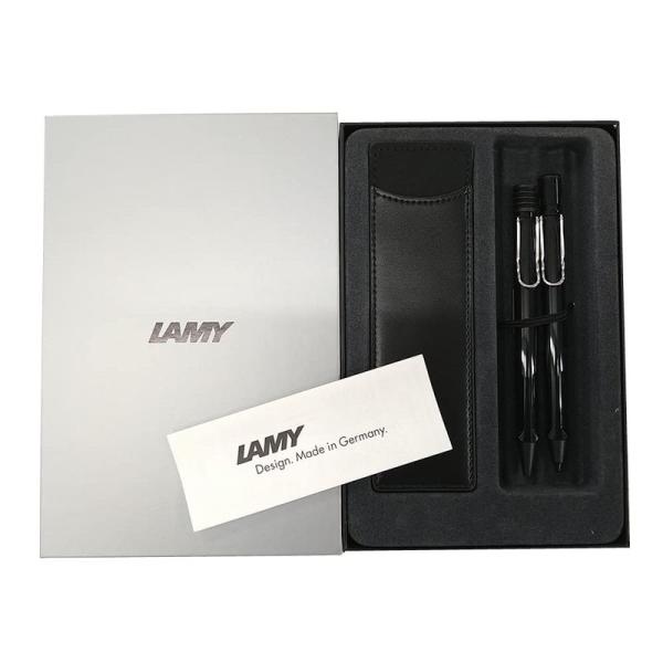 LAMY ラミー ボールペン シャープペン セット サファリ シャイニーブラック レザーペンケース付...