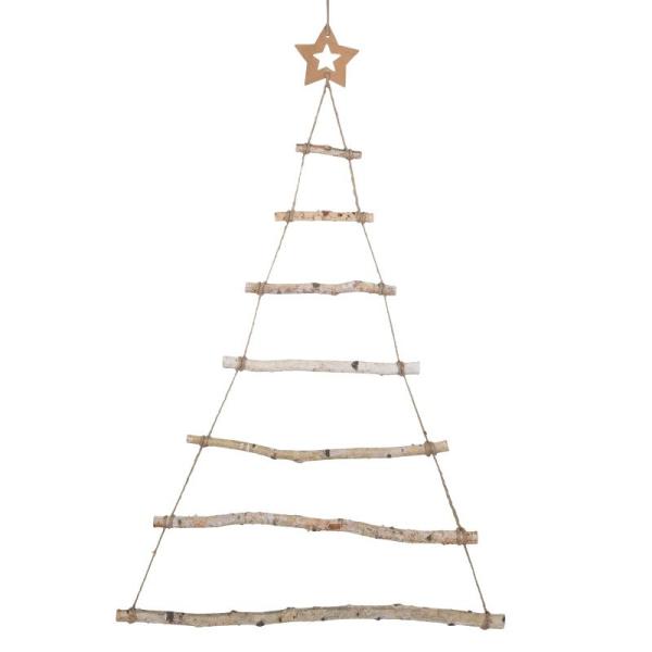 GWHOLE クリスマスツリー 壁掛けタイプ 装飾 ぶら下げ 木製 三角 クリスマスロープ はしご ...