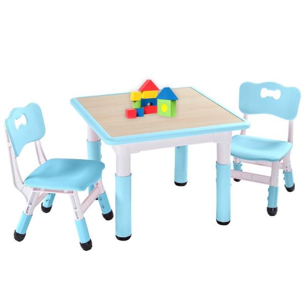 FUNLIO キッズテーブルと椅子2脚セット 高さ調節可能な子供用テーブルとチェアセット 3?8歳用...