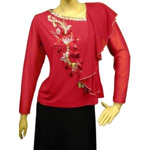 送料無料2〜4日後到着 奏会 コーラス ブラウス 社交ダンス トップス 衣装 (ゆったり)Mサイズ ...